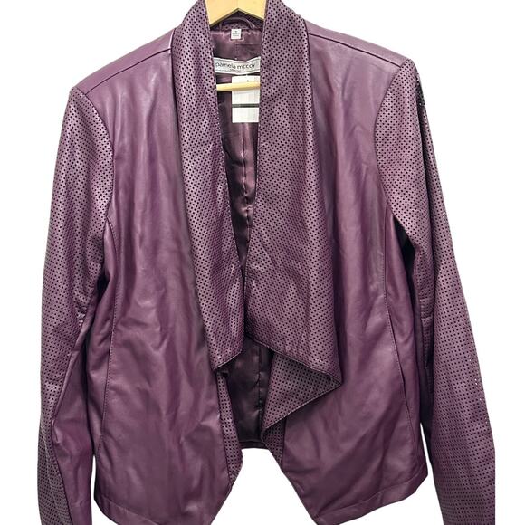 Pamela McCoy Purple Leather Jacket Perforated Waterfall Medium NWT - Picture 1 of 5